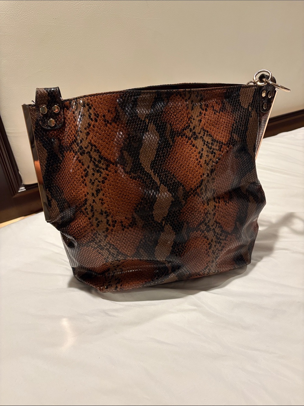 Brahmin Brown & Black Snake-Print Shoulder Bag